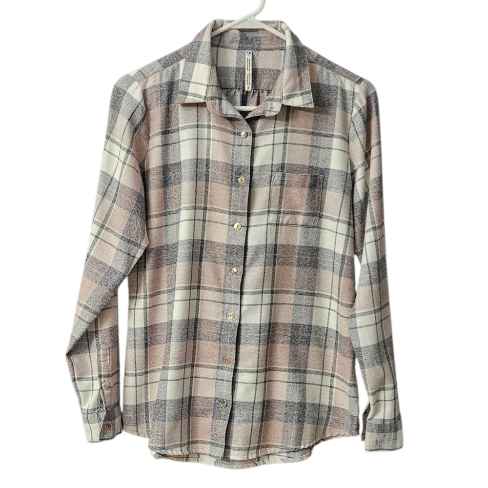Kuhl Kamila Flannel Button Up Shirt Women's Small Plaid Midweight Gray 8377